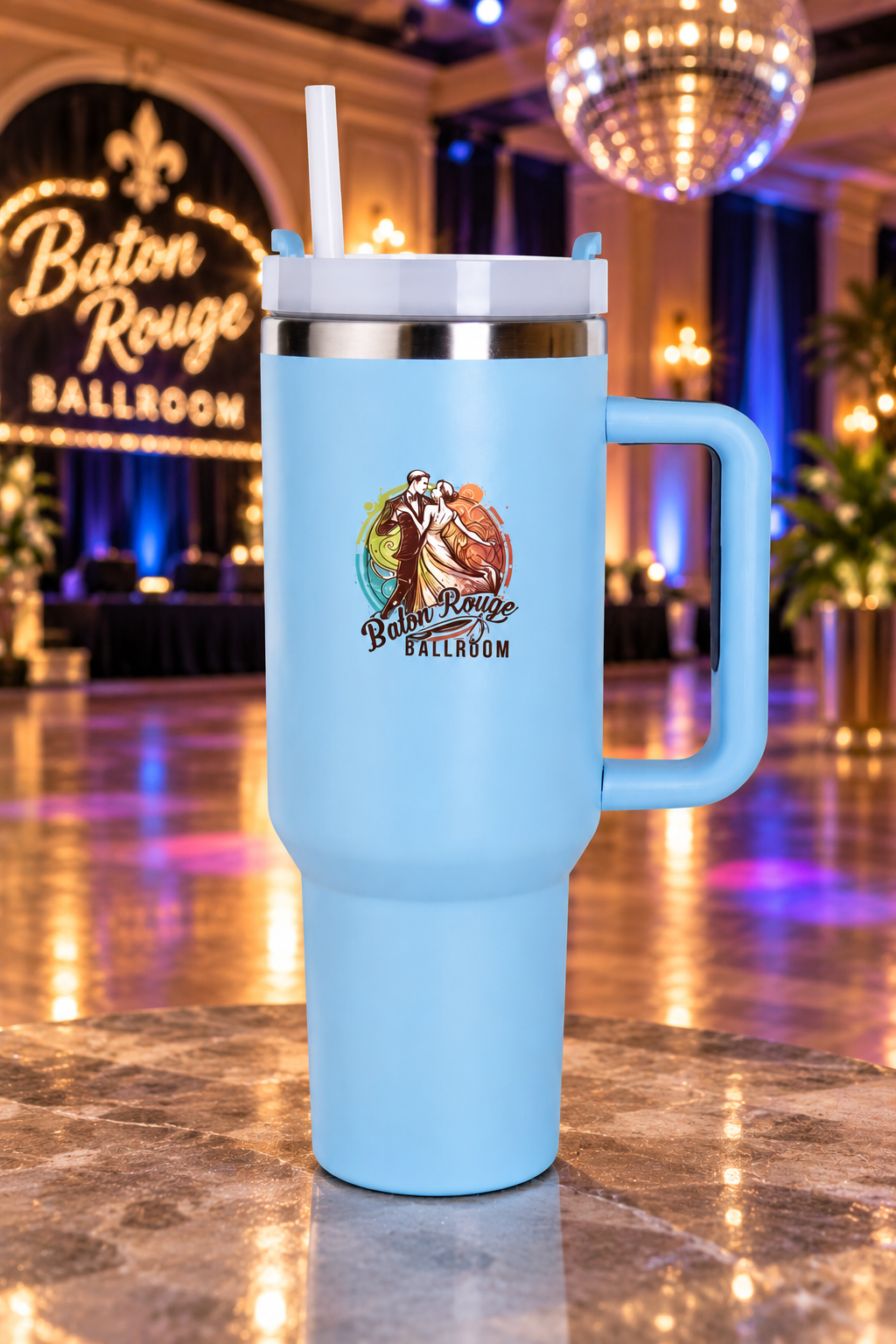 Light Blue RoadSip Stainless Steel Tumbler with Handle and Sip 40 oz.