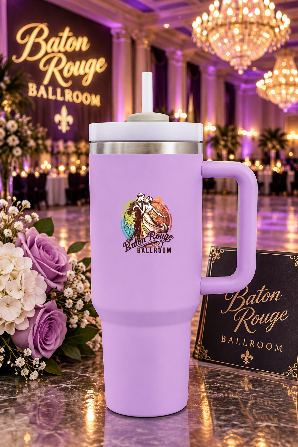 Purple RoadSip Stainless Steel Tumbler with Handle and Sip 40 oz.